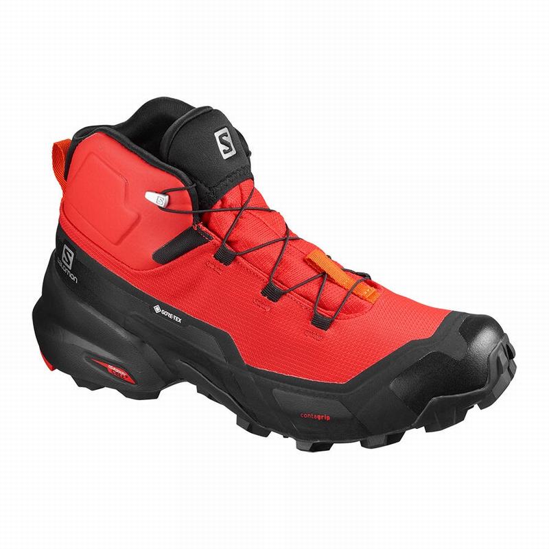 Bottes De Randonnée Salomon Homme Noir / Rouge Orange - Salomon CROSS HIKE MID GORE-TEX - France (41